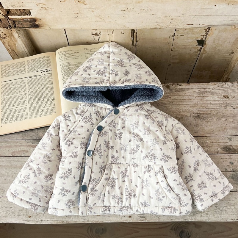 Baby Girl Small Floral Hooded Cotton Jacket