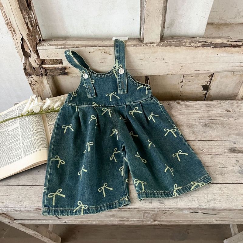 Baby Girl Printed Denim Overalls