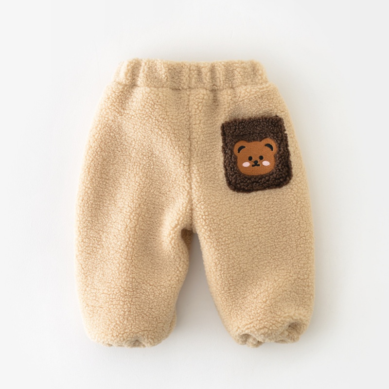 Baby Padded Bear Wool Lamb Casual Pants