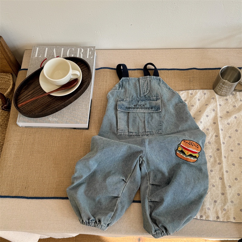 Baby Toddler Hamburger Print Denim Overall