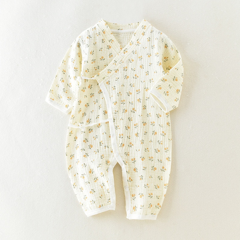 Baby Newborn Printed Gauze Tie-Up Romper