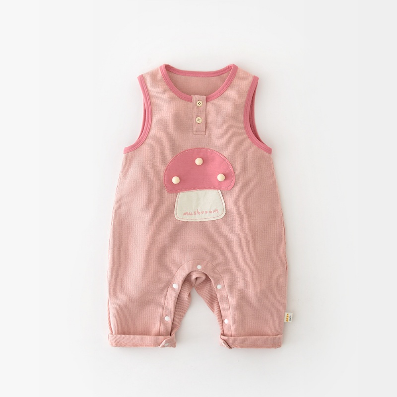 Baby Girl Mushroom Print Overalls