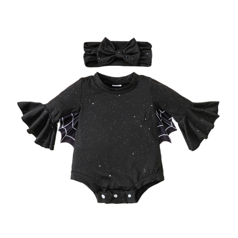 Baby Newborn Halloween Spider Web Print Romper Set