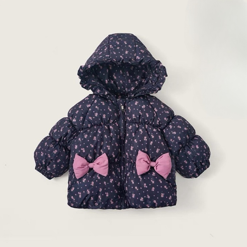 Purple Bow Baby Toddler Girls Padded Cotton Jacket