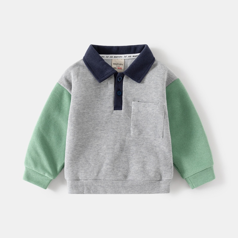 Baby Color Block Polo Neck Sweatshirt