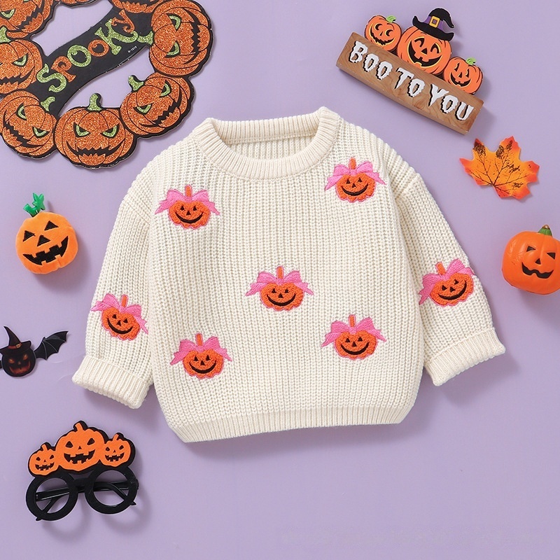 Baby Halloween Pumpkin Embroidered Sweater