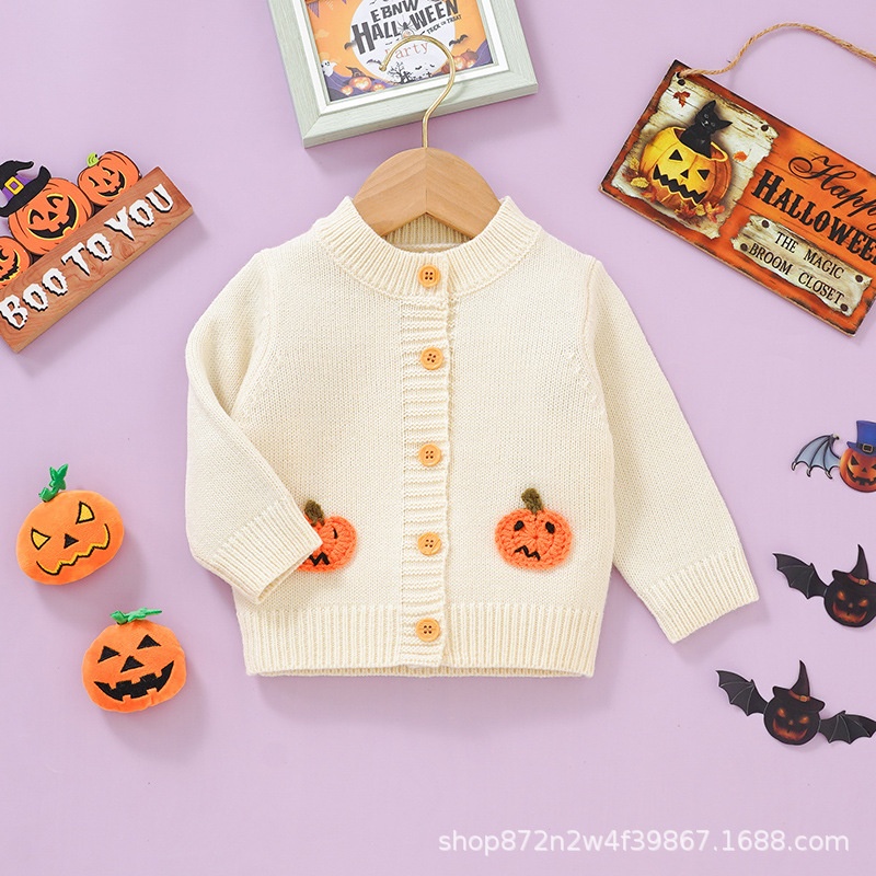 Baby Toddler Halloween Pumpkin Sweater Cardigan