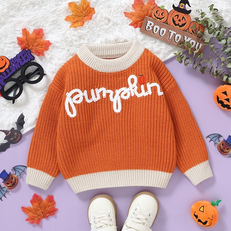 Baby Halloween Letter Embroidered Sweater