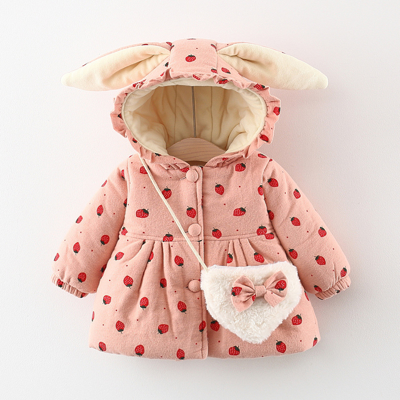 Strawberry Print Baby Toddler Girls Cotton  Outwear