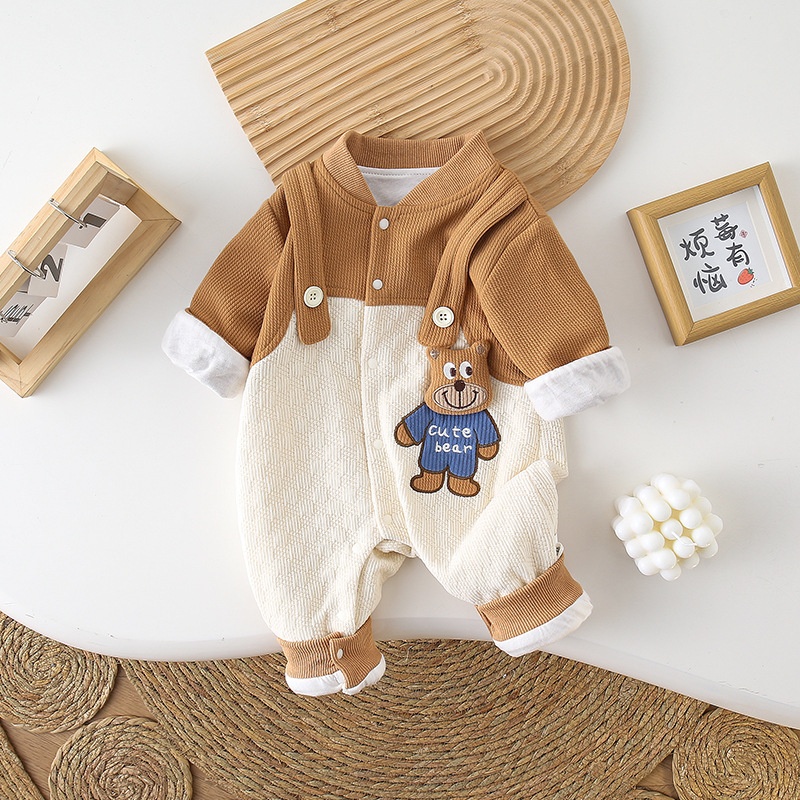 Baby Toddler Bear Print Double Layer Romper