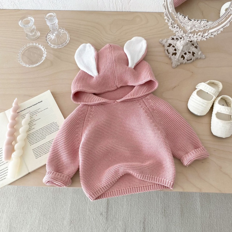 Baby Toddler Rabbit Ear Hooded Knitted Top