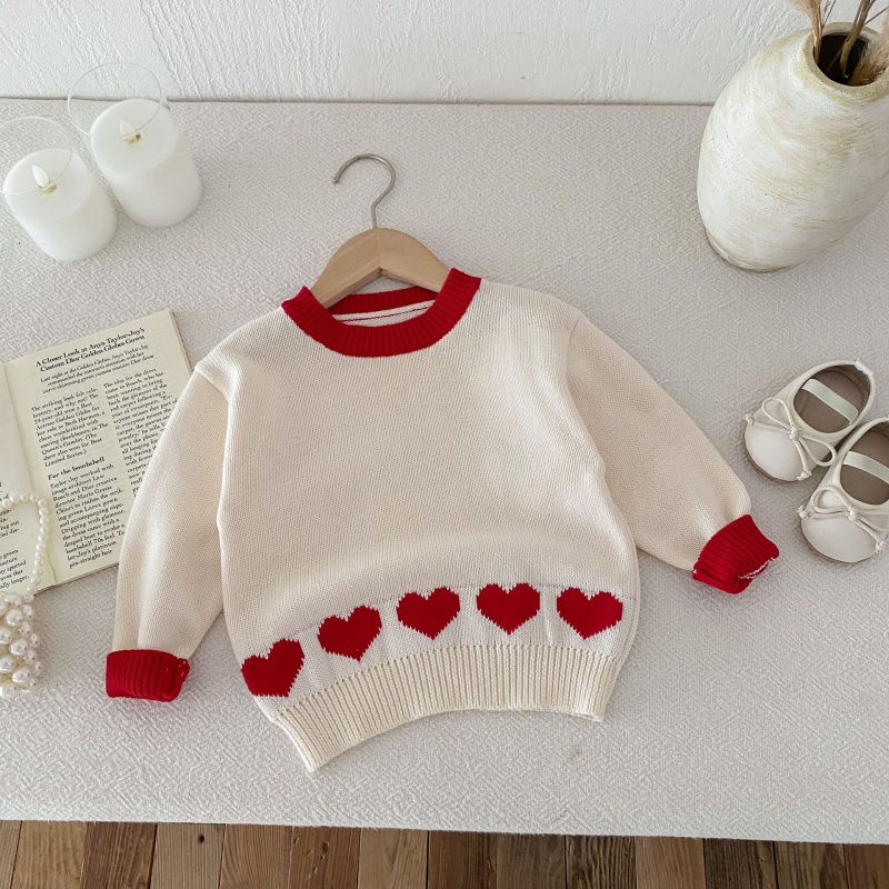 Baby Toddler Girls Heart-Print Color-Block Sweater