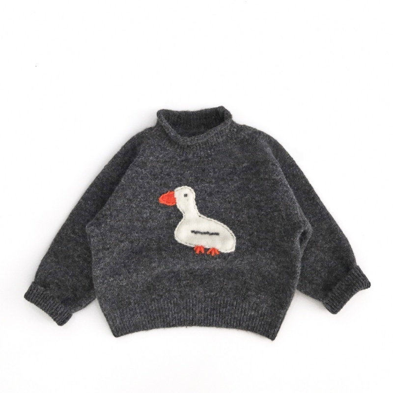 Kids' Goose Print High-Neck Sweater