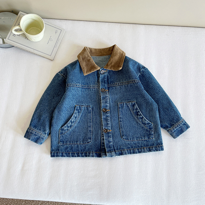Kids Color Blocking Denim Outerwear
