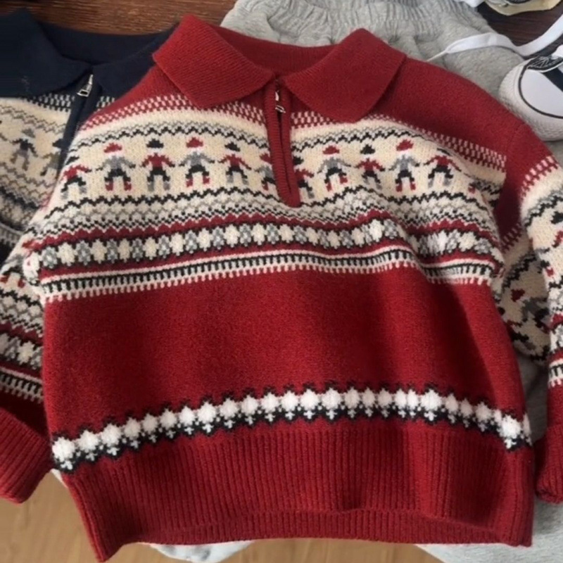 Baby kid's Christmas Polo Neck Sweater