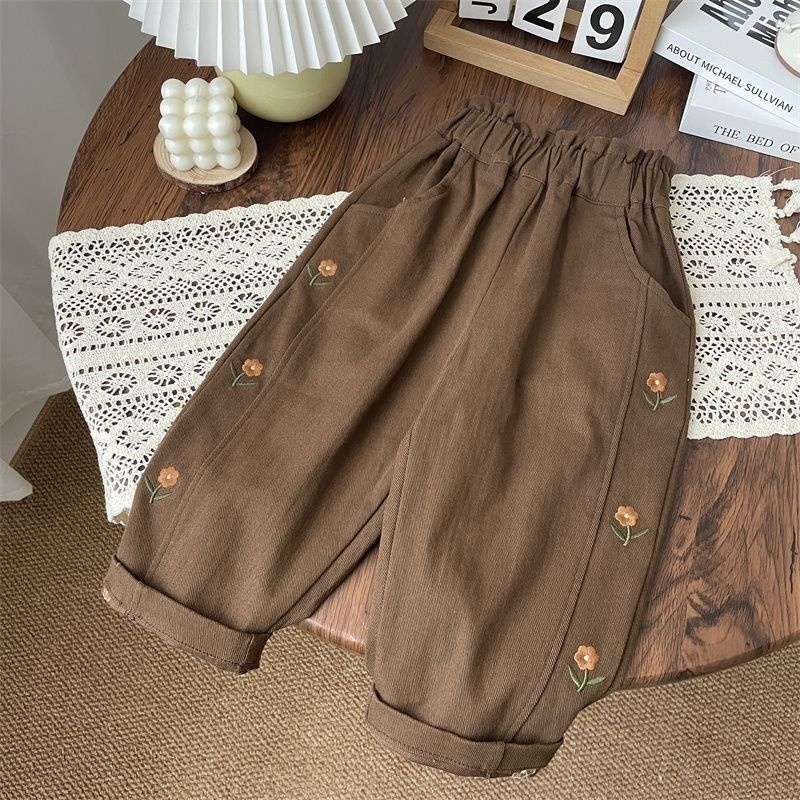 Kids' Girl Floral Embroidered Harem Pants