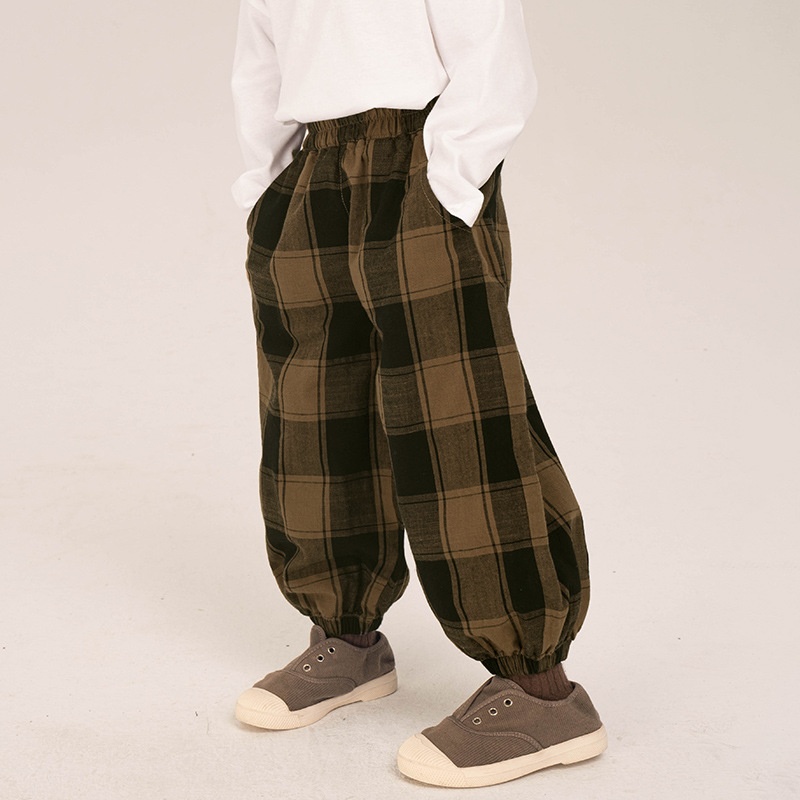 Kids' Plaid Print Casual Pants