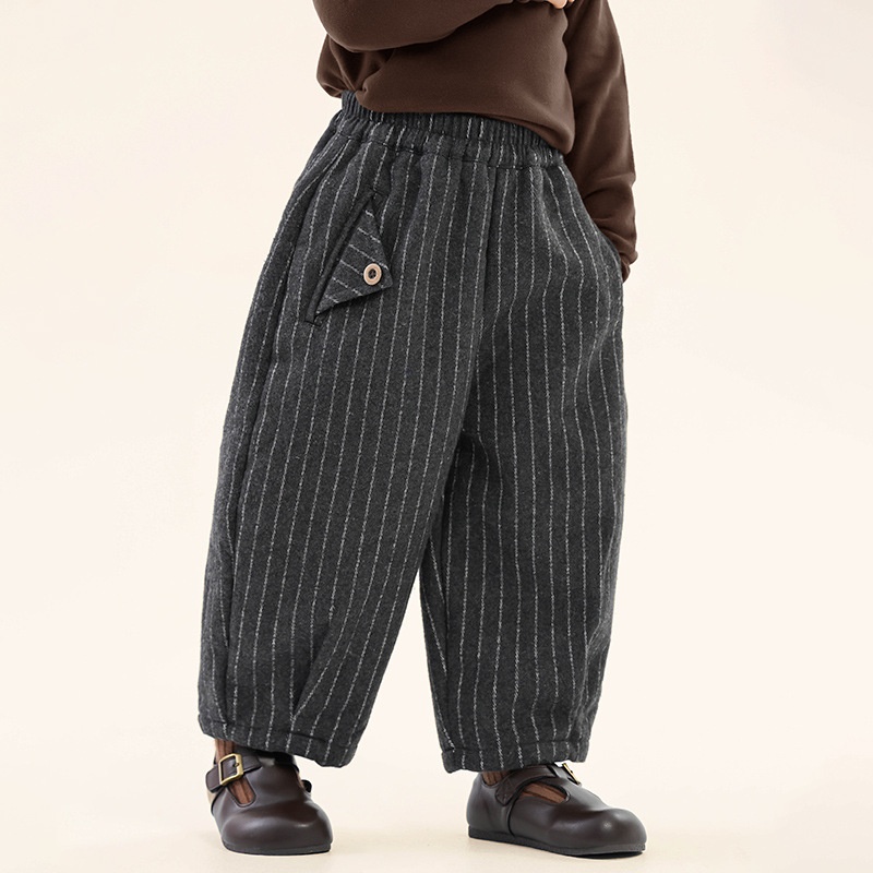 Kids' Striped Fleece-Lined Casual Pants
