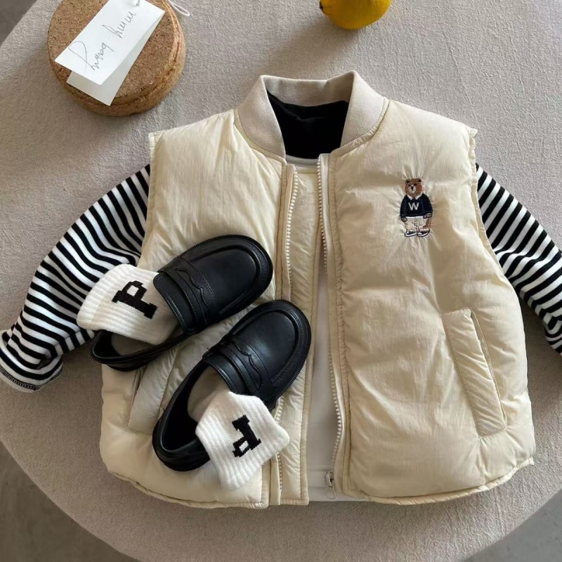 Baby Kids Bear Embroidered Quilted Vest