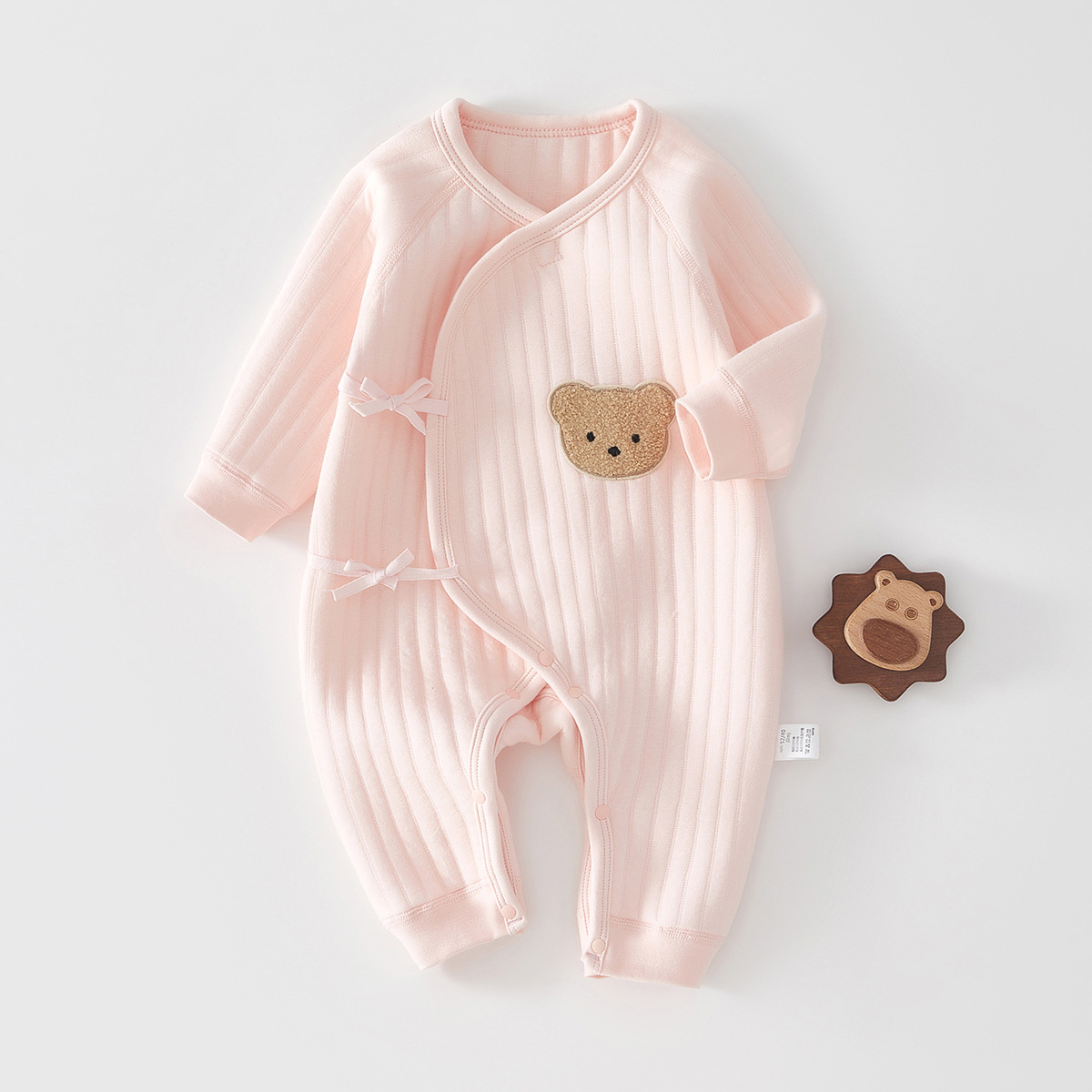 Bear Embroidered  Baby Newborn Warm Romper