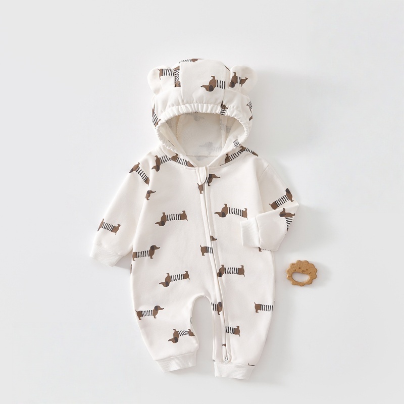 Baby Animal Print Hooded Romper