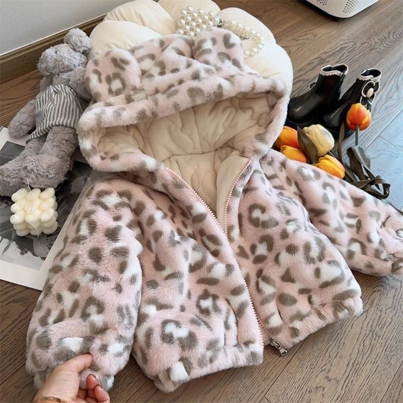 Baby kids' girl leopard print outerwear