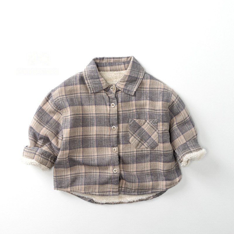 Baby Kids' Boy Plaid Print Fleece Shirt