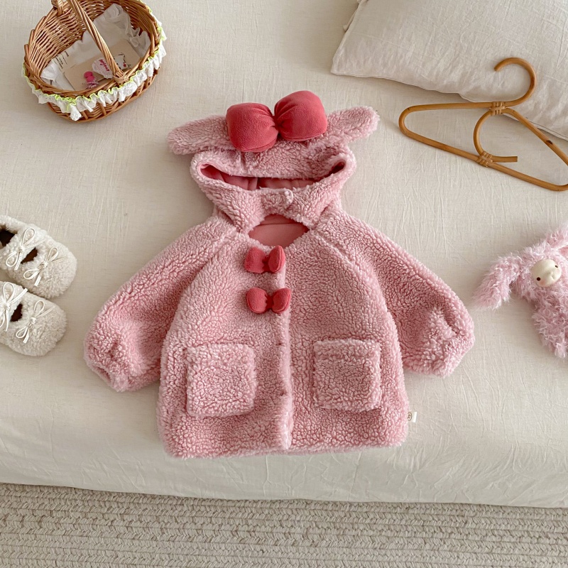 Baby & Kids' Girls' Bow-Tie Lambswool Outerwear