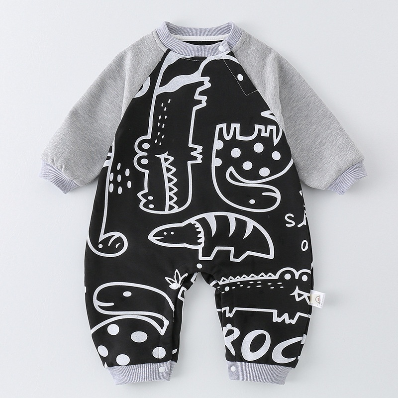 Baby Toddler Crocodile Print Color-Block Romper