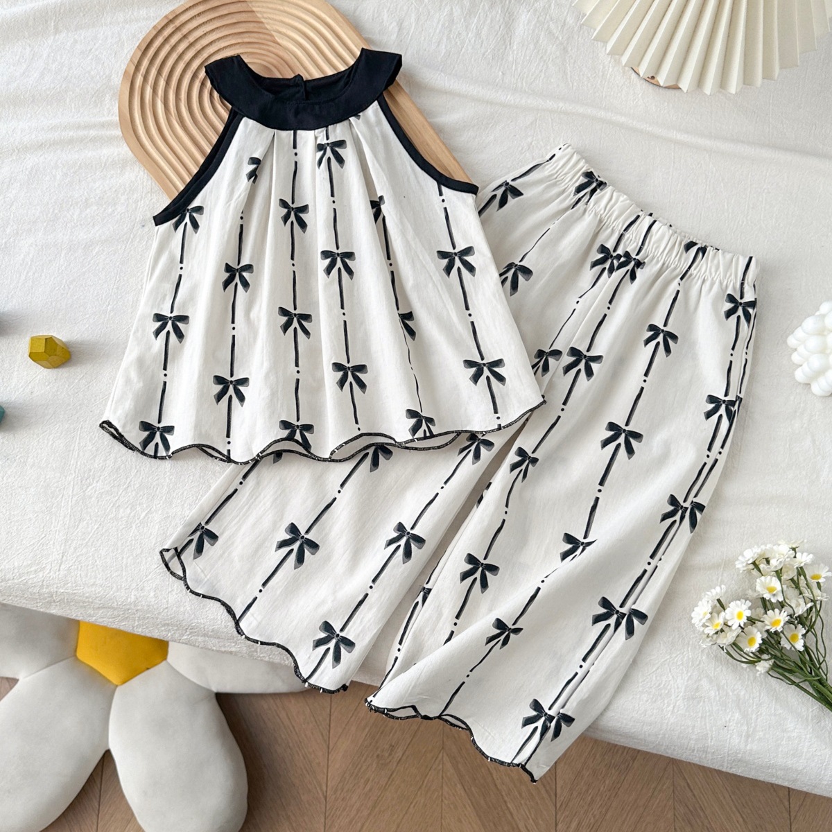 Toddler Kid Girl Bow Stripe 2-piece Set