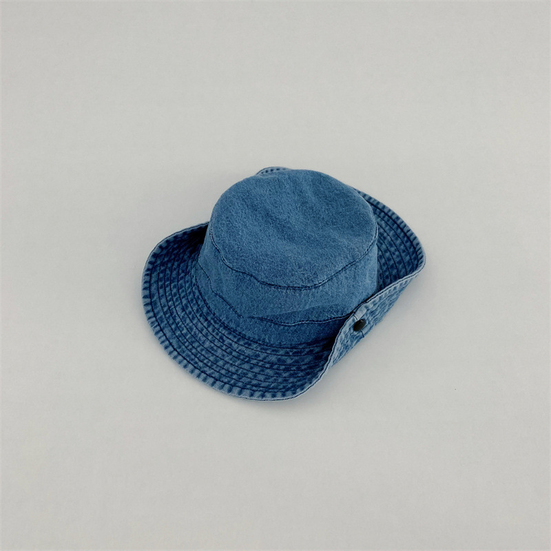 Baby Toddler Turn-up Solid Color Denim Bucket Hat