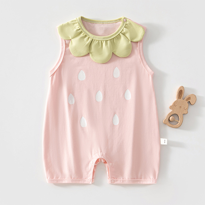 Baby Flower Collar Pink Fruit Vest Onesie