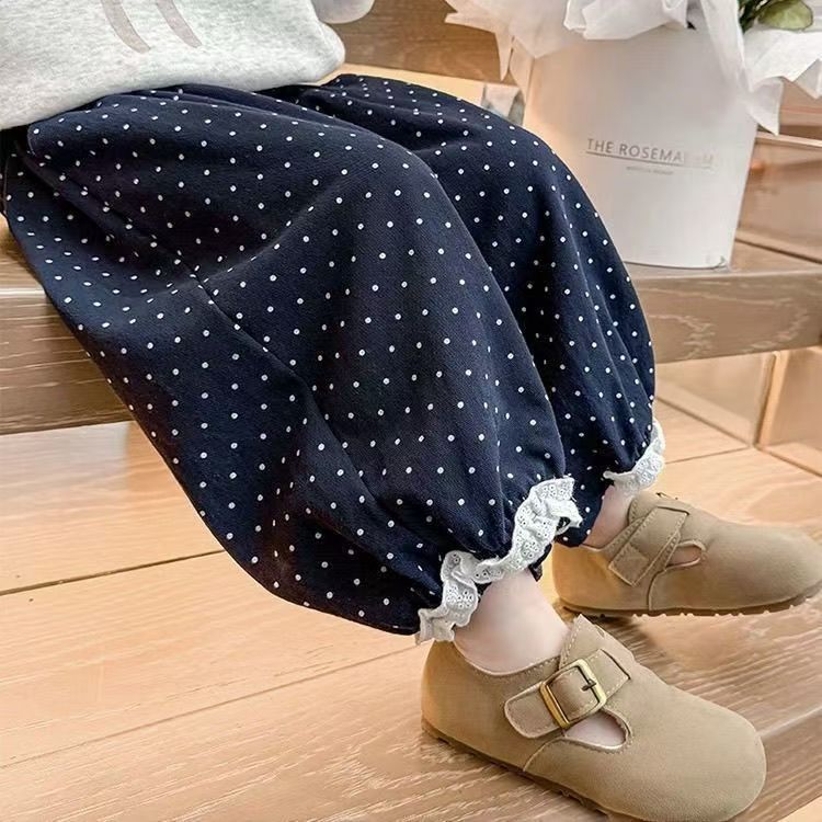 Kids Lace Polka Dot Harem Pants