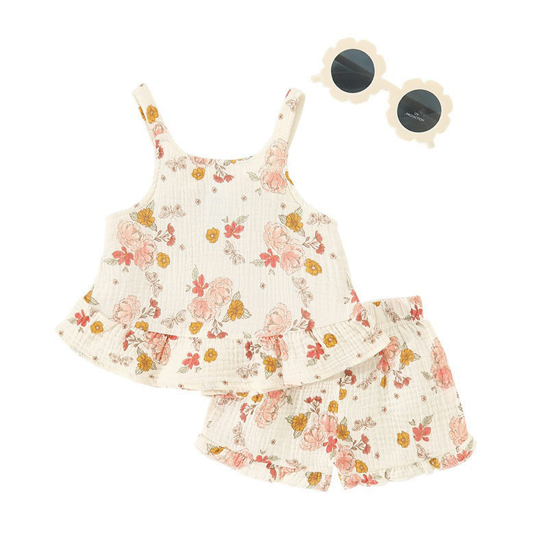 Baby Floral Print Camisole Top and Pants Set