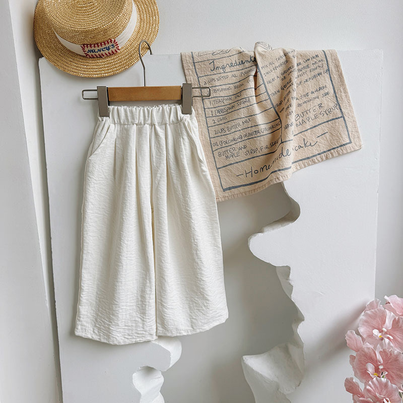 Kids Solid Color Wide Leg Pants