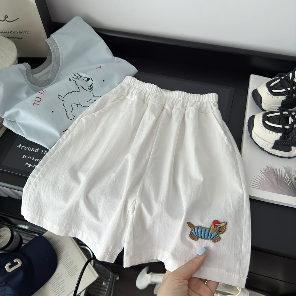 Kids Embroidered Dog Shorts