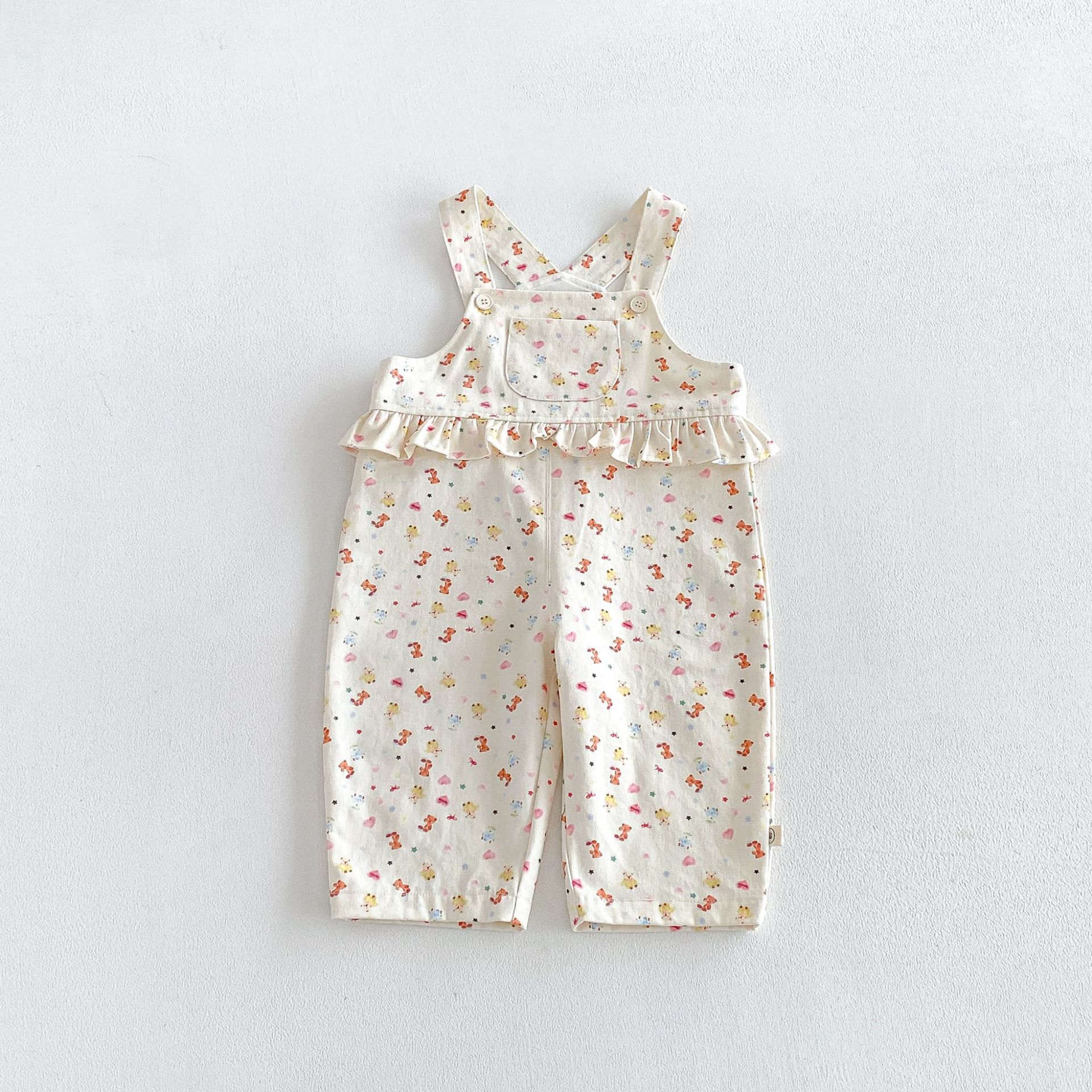 Kids Lace Cartoon Print Overalls