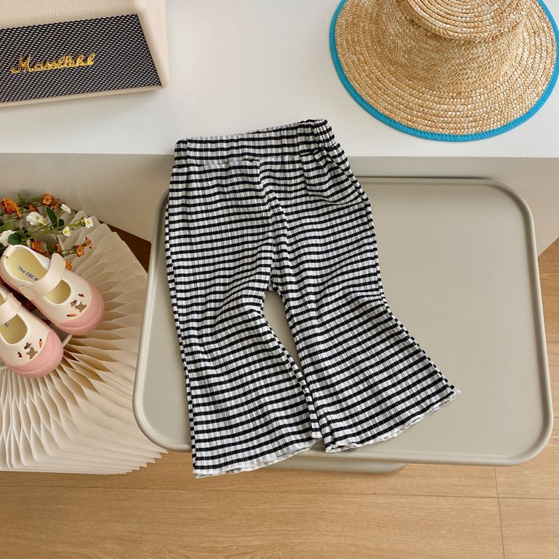 Kids Striped Pleats Slightly Flared Pants