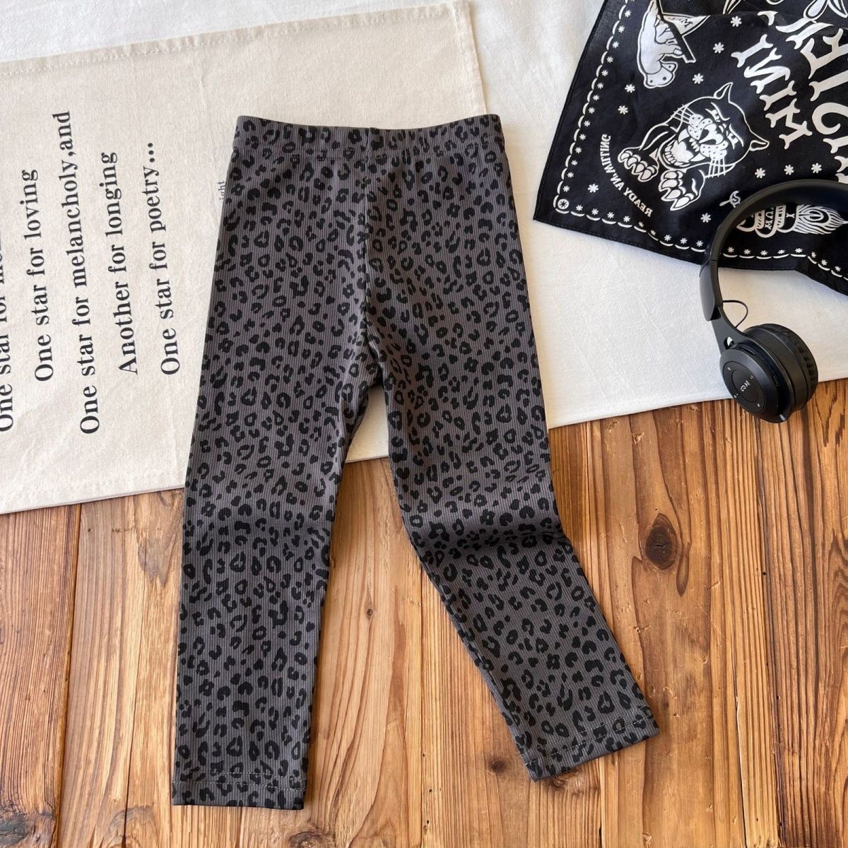 Kids Star Leopard Print Base Layer Pants