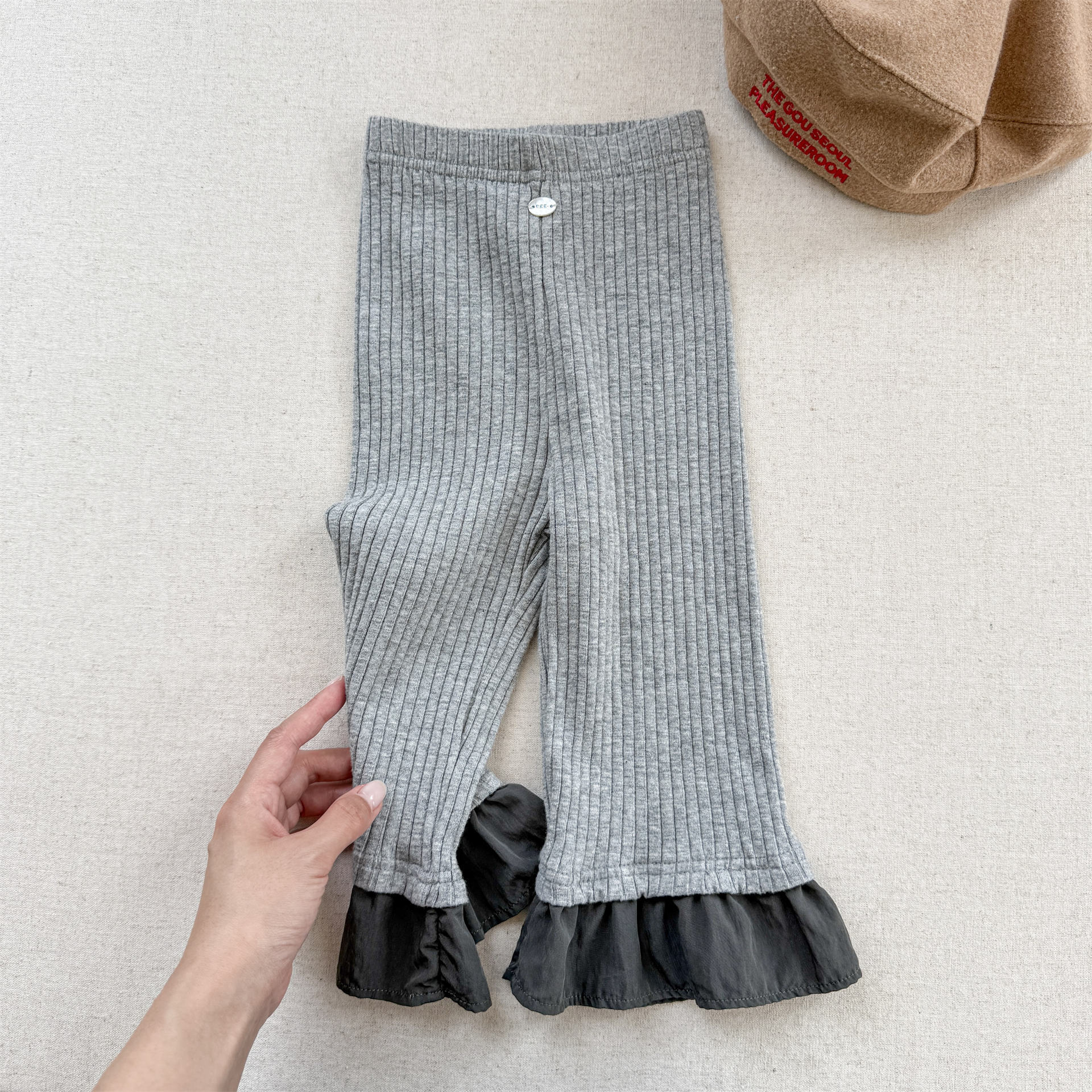 Kids Ribbed Lace Base Layer Bell Pants