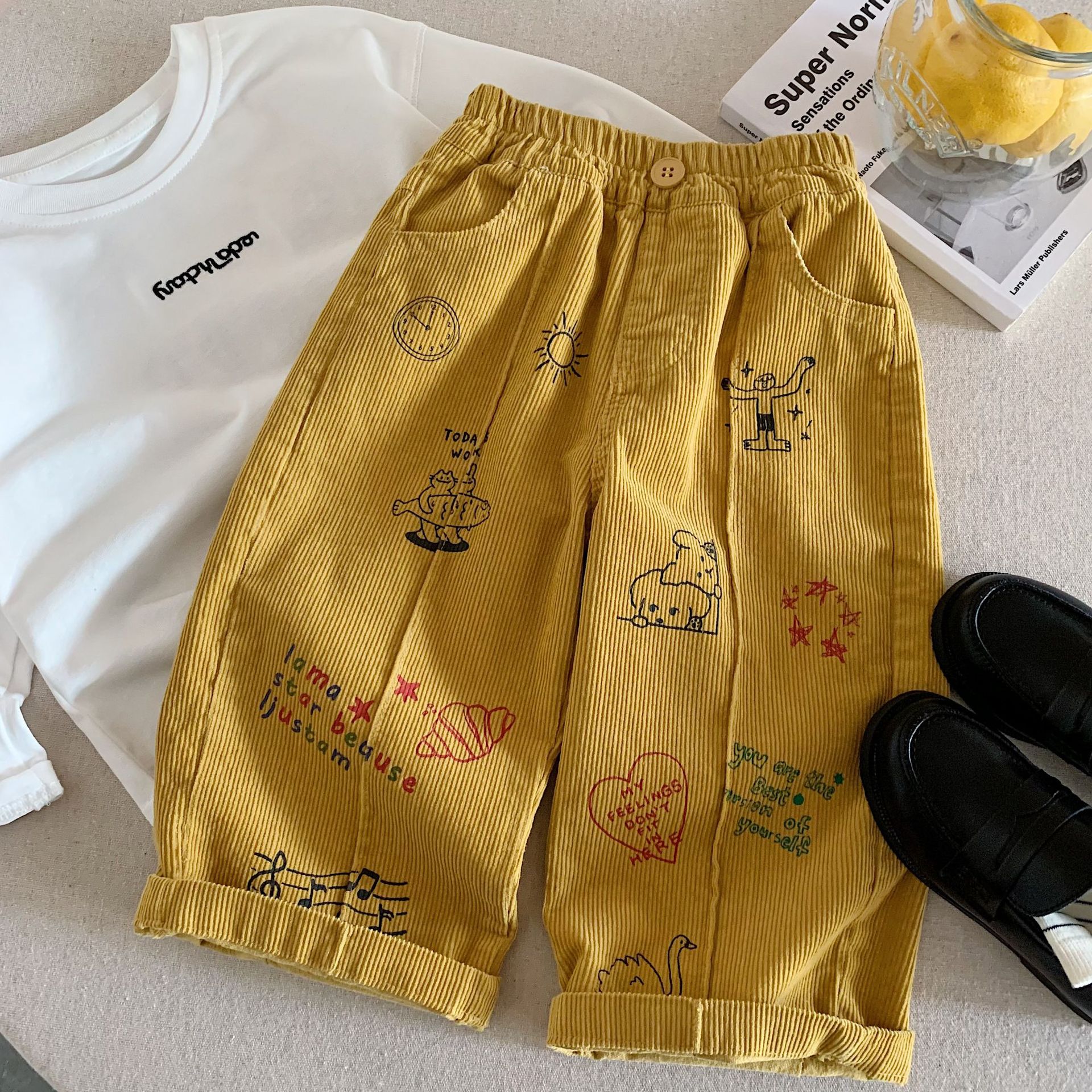 Kids Cartoon Patterns Corduroy Pants