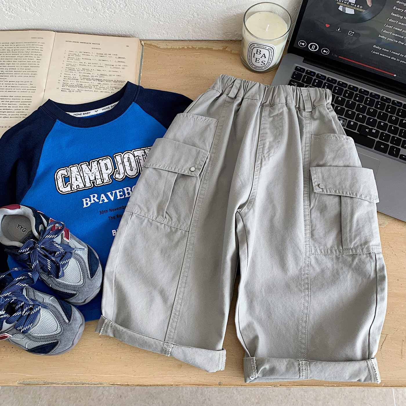 Kids Solid Color Cargo Pants