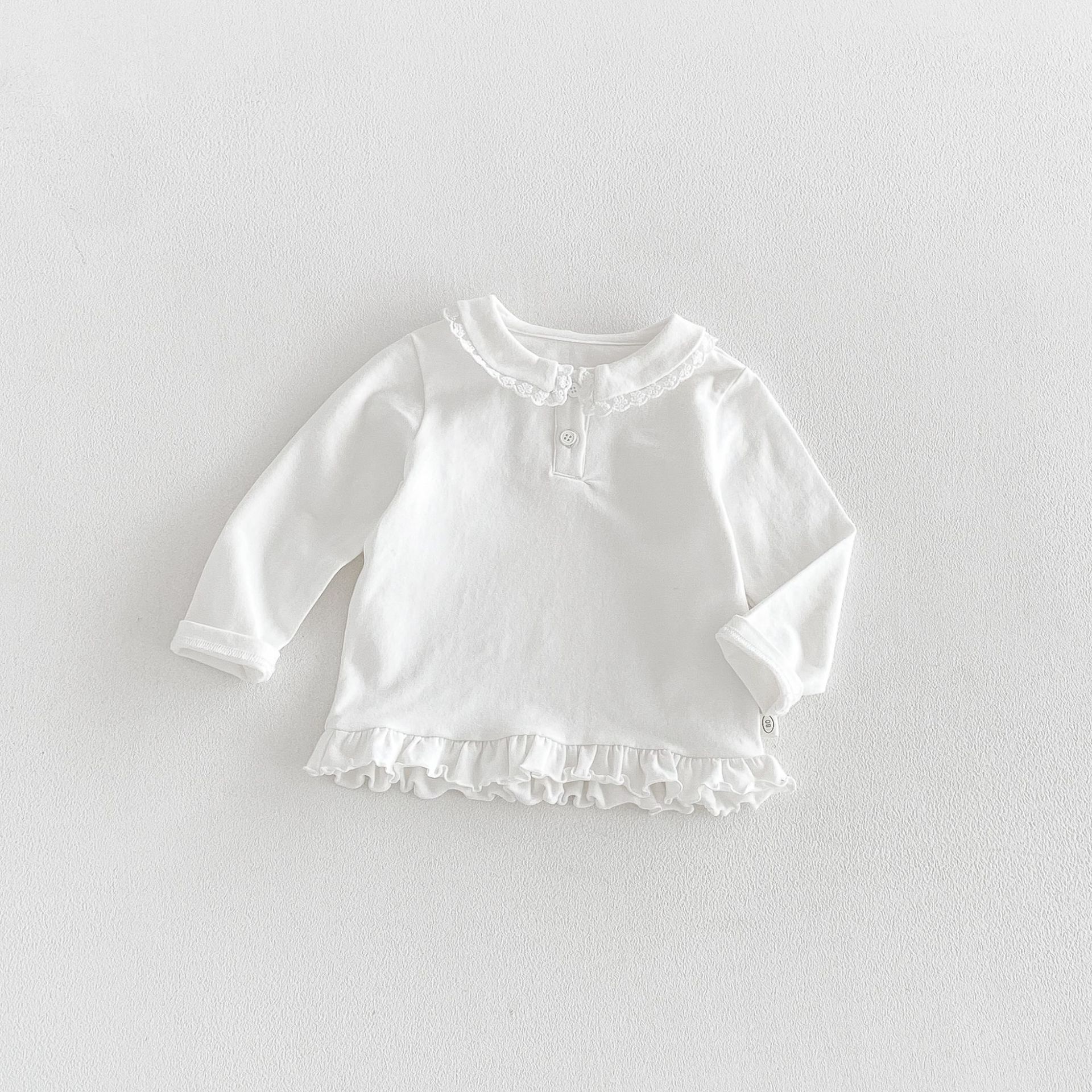 Kids Lace Lapel Polka Dots T-shirt