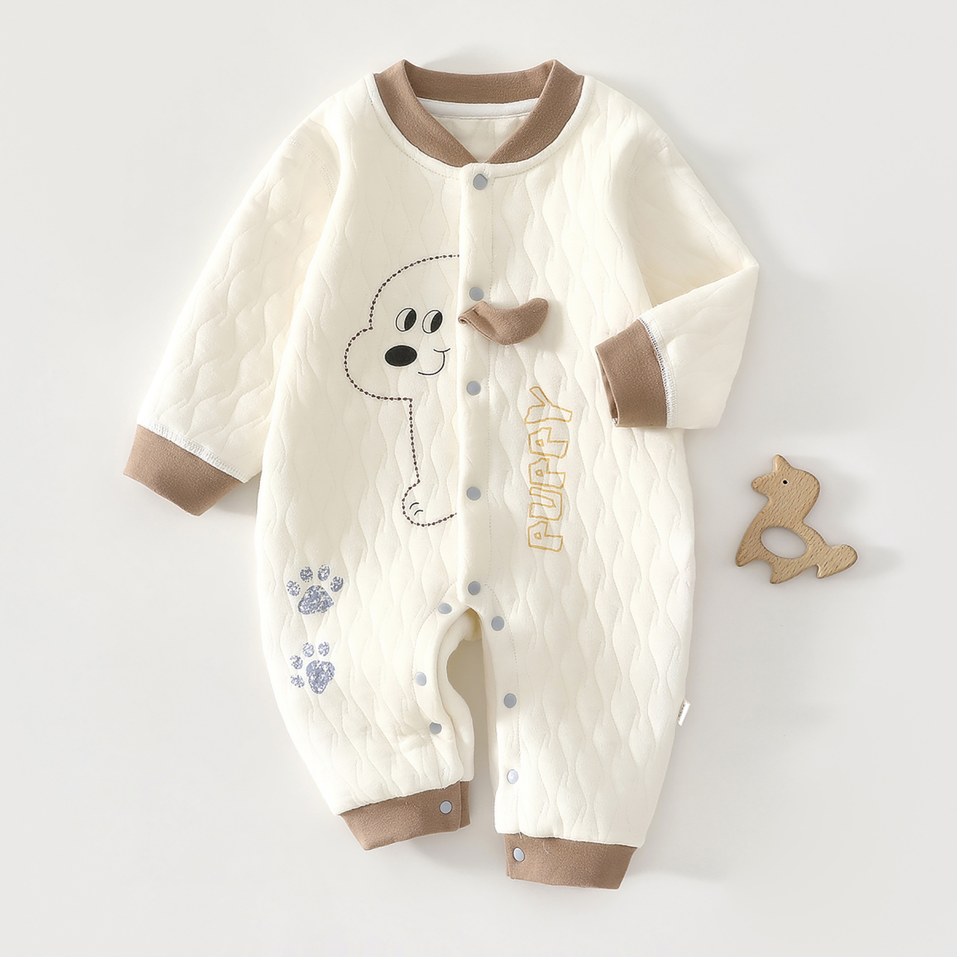 Baby Dog Dinosaur Pattern Warm Romper