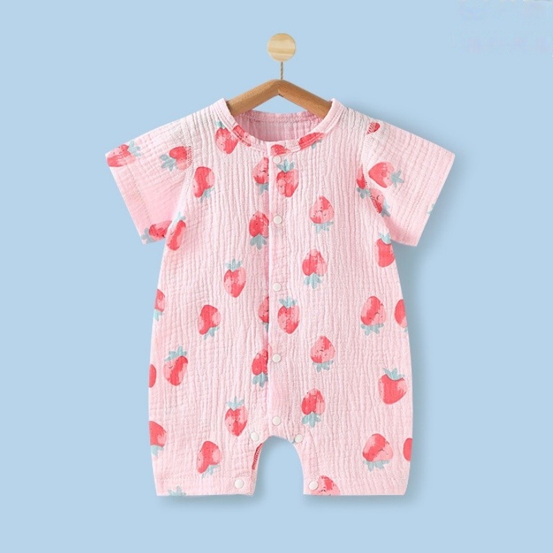 Baby Newborn Multicolor Floral Gauze Romper