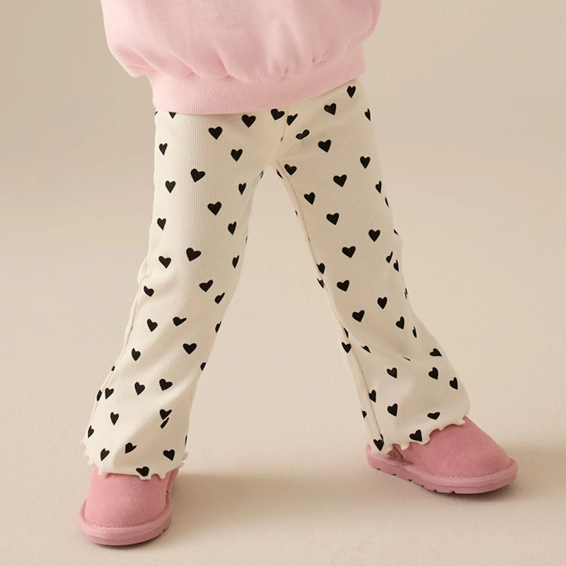 Kids Heart Pattern Bell Pants