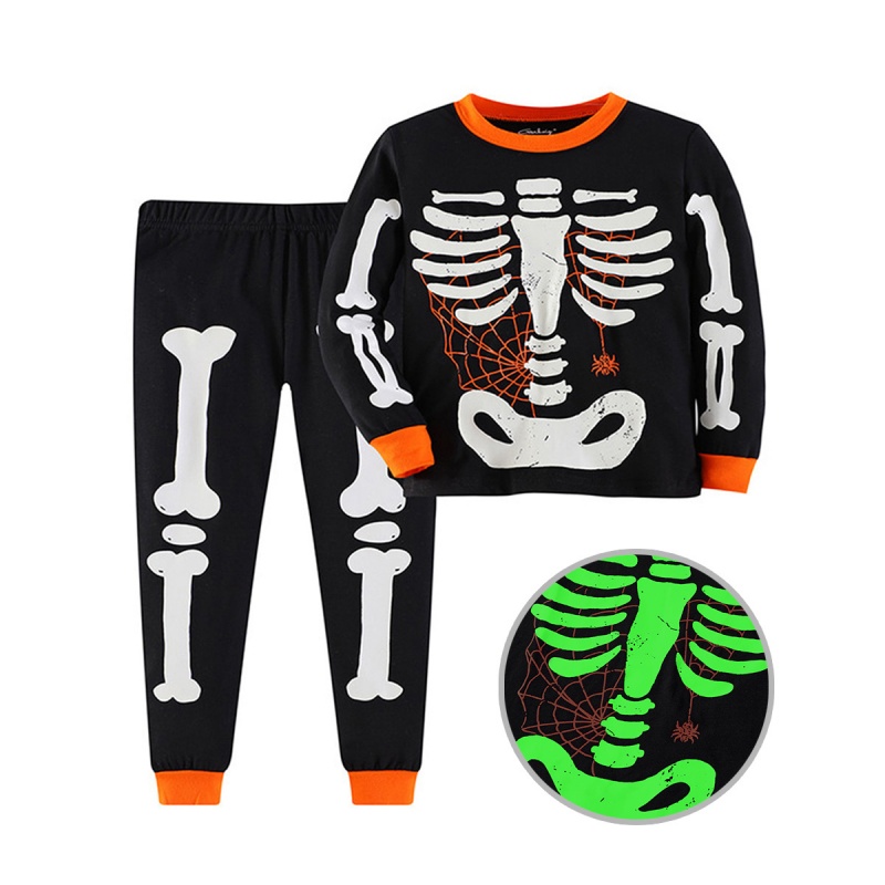 2-Piece Kids' Halloween Glow-in-the-Dark Skull Print Set