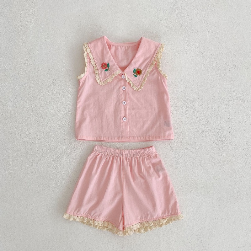 Baby Toddler Lace Patchwork Tank Top and Shorts 2-Piece Set