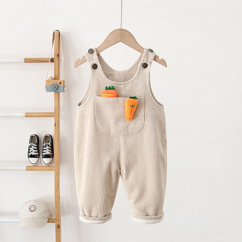 Baby Toddler Fleece-Lined Corduroy Carrot Overalls
