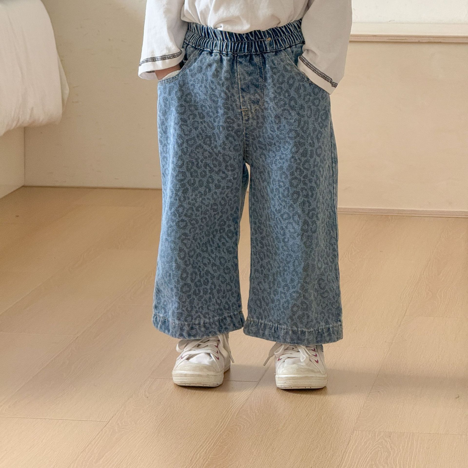 Kids Leopard Print Denim Pants